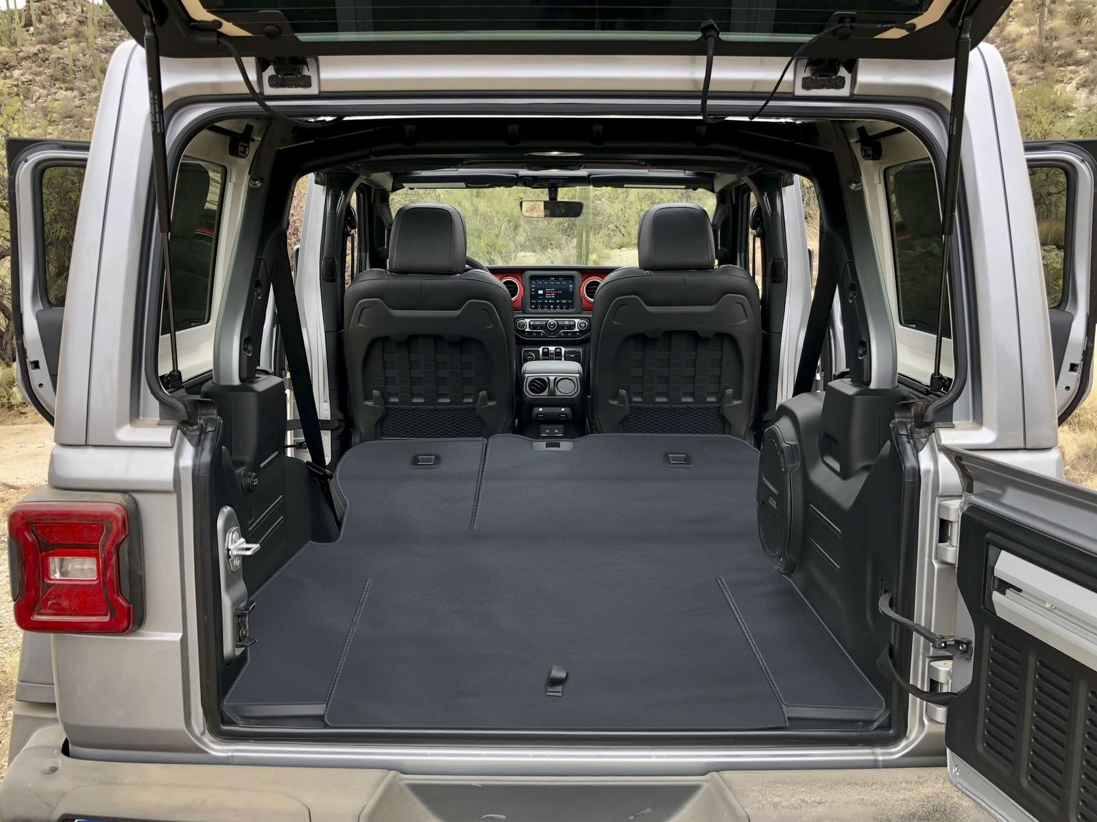 Black Cargo Liner Rear Floor Mat for 2011-2018 Jeep Wrangler Rubicon J - 1